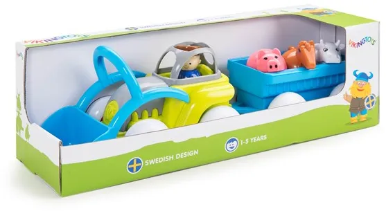 Viking Toys -traktori perävaunulla